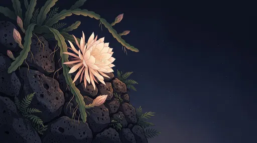 Night-Blooming Cereus on Volcanic Rock