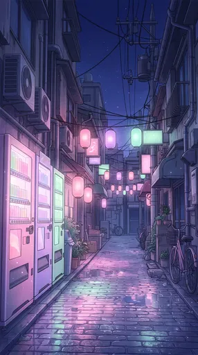 Pastel Anime Alleyway at Night