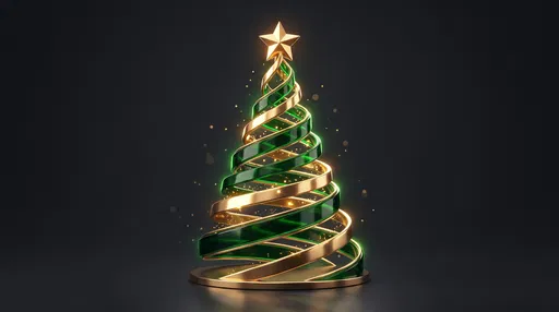 Modern Gold and Emerald Spiral Christmas Tree