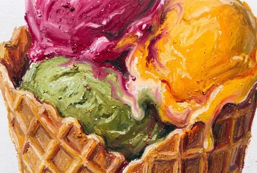 Vibrant Oil Pastel Ice Cream Cone