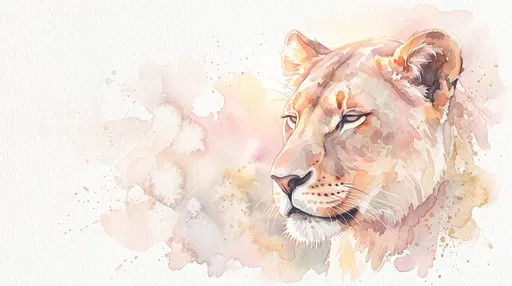 Pastel Watercolor Lioness Portrait