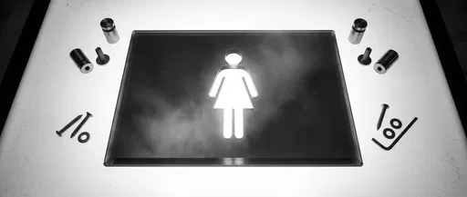 Backlit Smoked Glass Women's Restroom Sign