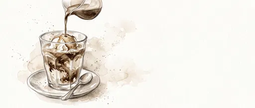 Sepia Watercolor Affogato Illustration With Copy Space