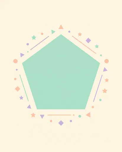 Pastel Mint Pentagon With Geometric Accents