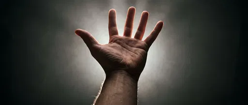 Backlit Open Hand Reaching Upward