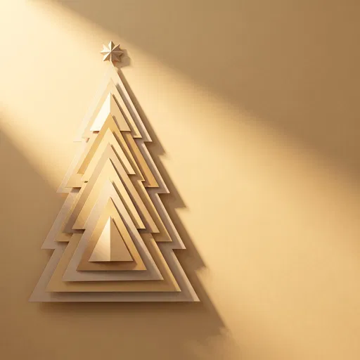 Minimalist Golden Paper Cut Christmas Tree