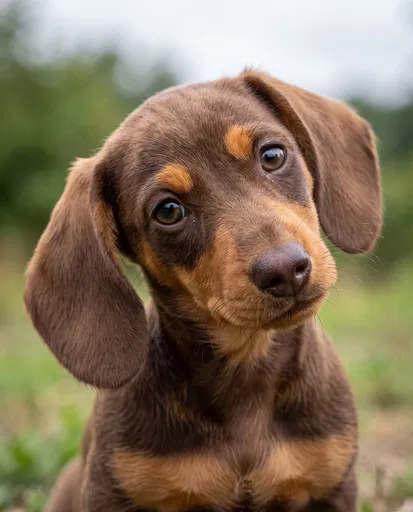 Brown Miniature Dachshund Puppy Portrait