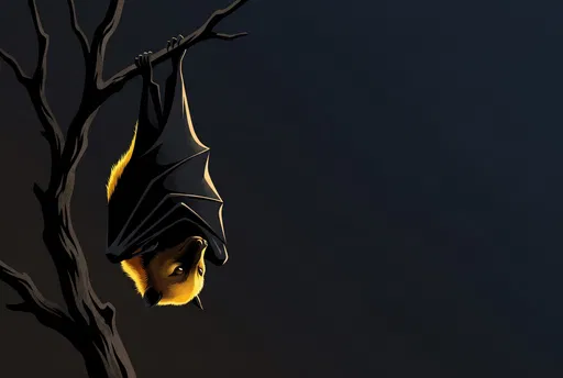 Golden-Crowned Flying Fox Hanging on Branch