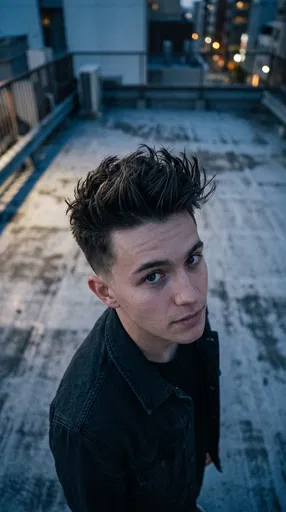 Young Man With Messy Quiff on Rooftop