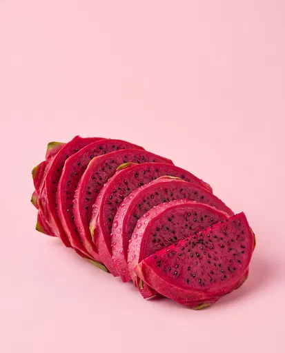 Sliced Magenta Dragon Fruit on Pink