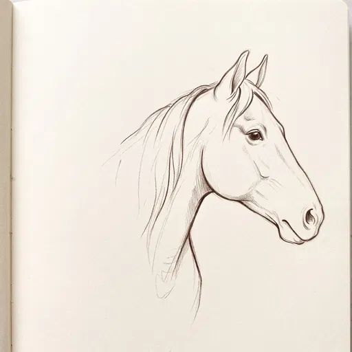 Minimalist Brown Pencil Horse Head Sketch