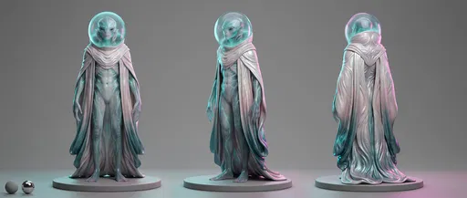 Amphibious Alien Diplomat 3D Character Turnaround