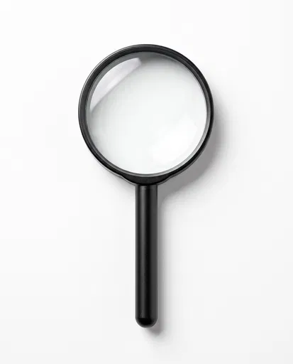 Black Magnifying Glass on White Background