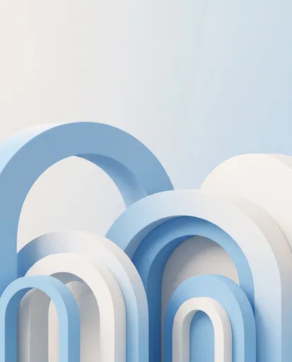 Minimalist Blue and White Geometric Arches Background