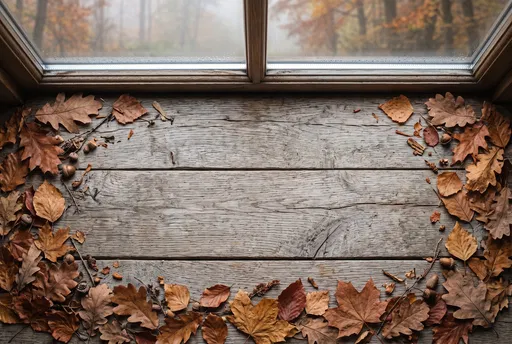 Rustic Autumn Window Sill Frame