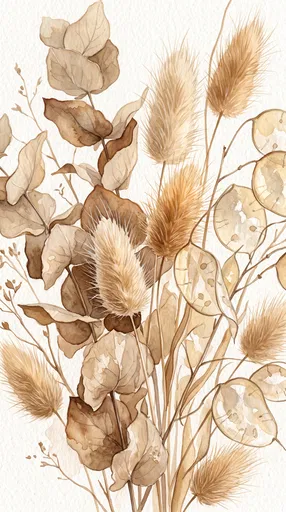 Watercolor Dried Botanicals in Neutral Tones