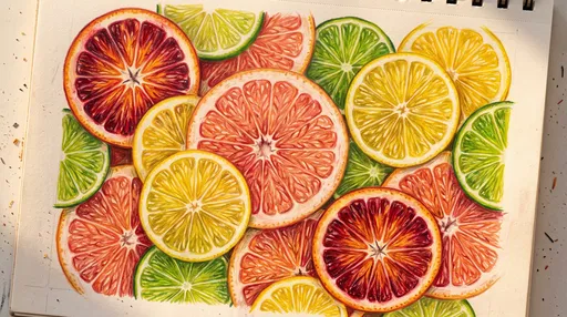 Colored Pencil Drawing of Citrus Slices