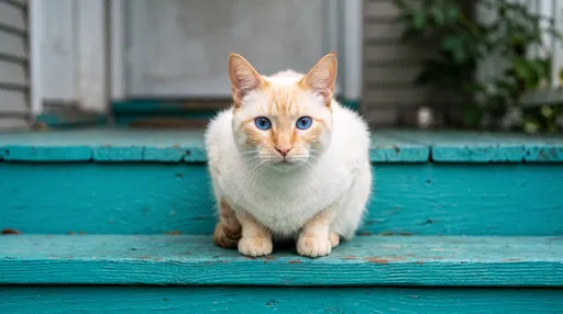 Flame Point Siamese Cat on Porch
