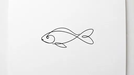 Minimalist Black Line Drawing of Fish