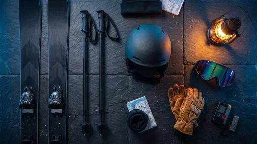 Winter Ski Gear Flat Lay on Slate