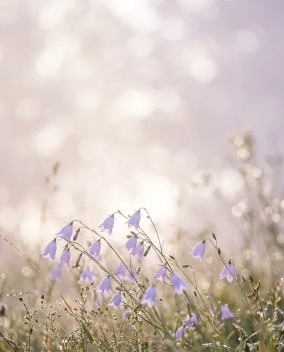Soft Focus Lavender Harebells in Morning Light