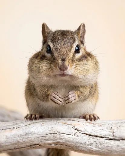 Studio Portrait of Chipmunk with Puffed Cheeks