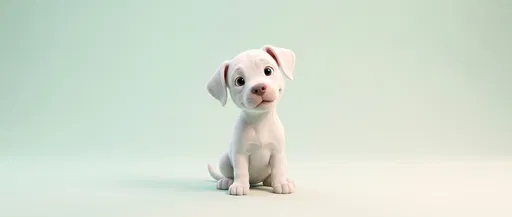 Stylized 3D White Puppy on Mint Background
