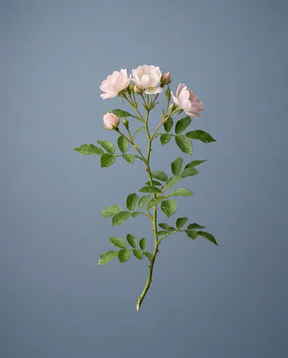 Wild Rose Stem on Slate Background