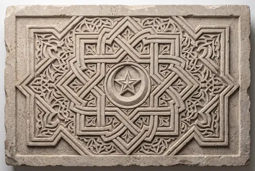 Carved Limestone Islamic Geometric Relief