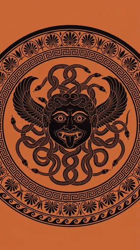 Ancient Greek Black-Figure Gorgon Medallion