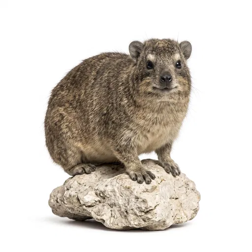 Rock Hyrax Sitting on Limestone Rock