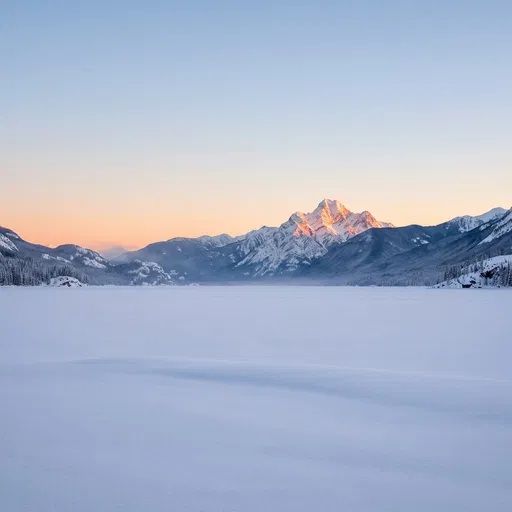 Frozen Alpine Lake at Sunrise