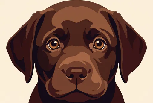 Chocolate Labrador Puppy Face Illustration