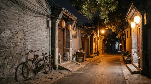 Quiet Beijing Hutong Alleyway at Night