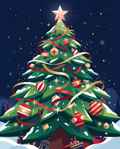 Festive Vector Christmas Tree Illustration