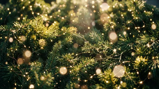Pine Boughs With Glowing Fairy Lights