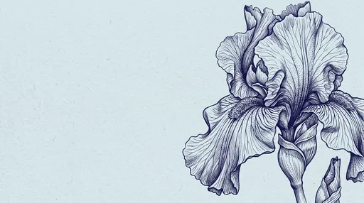 Indigo Bearded Iris Botanical Line Art