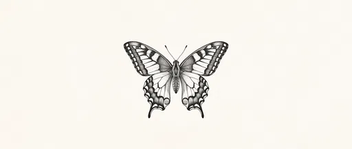 Minimalist Black Ink Swallowtail Butterfly Illustration