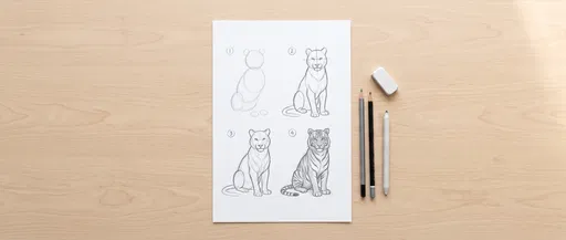 Four Step Tiger Pencil Drawing Tutorial
