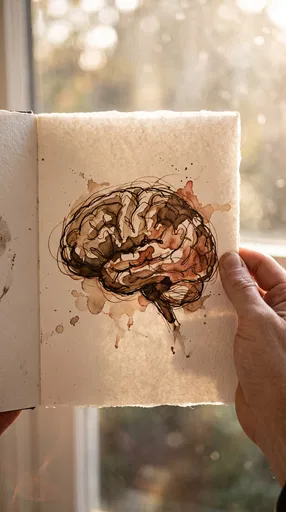 Backlit Sketchbook Page With Brain Drawing