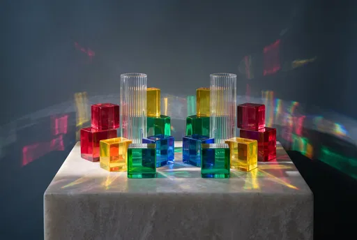 Colorful Translucent Blocks and Glass Cylinders