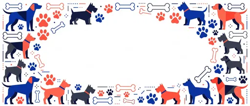 Geometric Dog and Paw Print Border Frame
