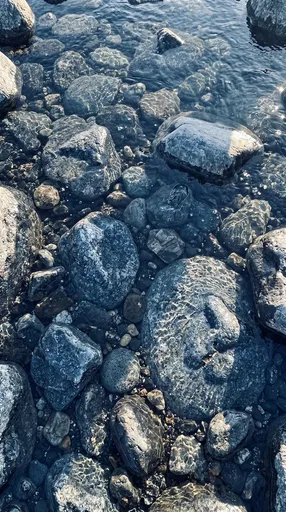 Submerged Blue Rocks in Clear Water