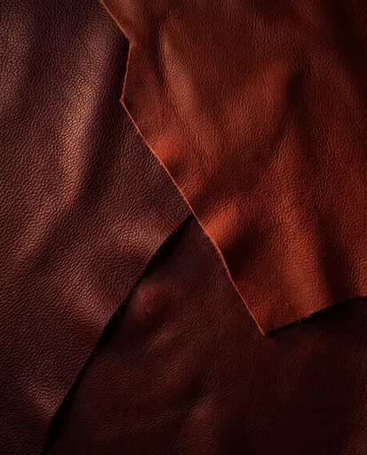 Overlapping Burgundy and Brown Leather Hides