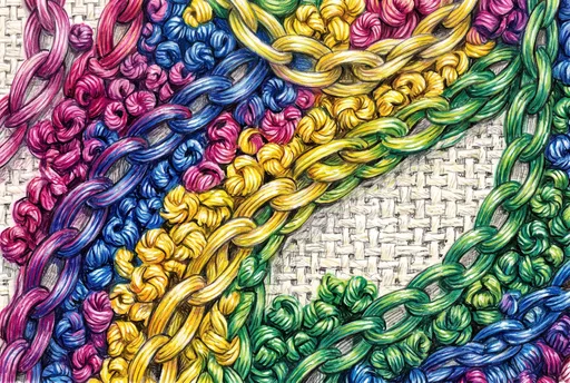 Colorful Embroidery Stitches Colored Pencil Illustration