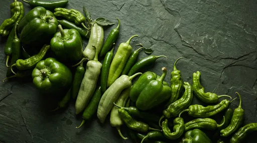 Assorted Green Peppers on Dark Slate