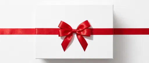 Minimalist White Gift Box with Red Bow
