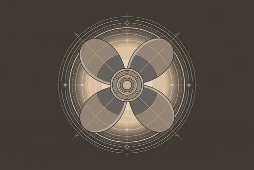 Geometric Four-Blade Ship Propeller Emblem