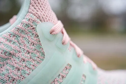 Pastel Pink and Mint Knit Sneaker Macro