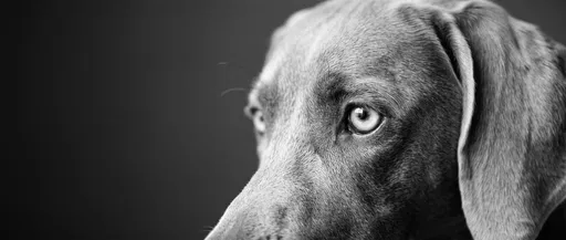 Monochrome Close-Up Portrait of Weimaraner Dog